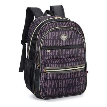 Imagem de Mochila Escolar Feminina Happy Reforçada P/ Notebook Moderna - D'PRESE