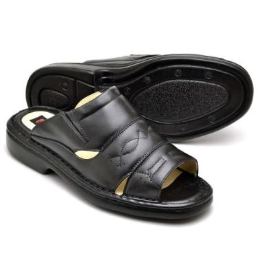 Imagem de Sandália Masculina Ortopédica Chinela Gel Ranster Tam 43 Cor Preta