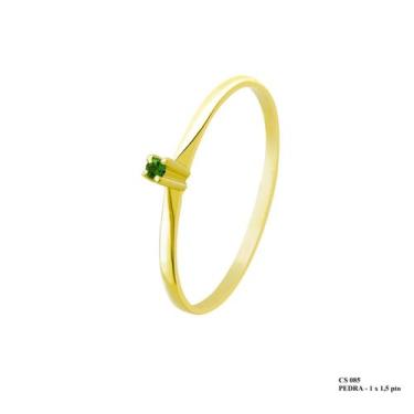 Imagem de Solitário Minimalista Ponto de Luz Esmeralda 1,5mm Ouro 18k - JoiaUnic