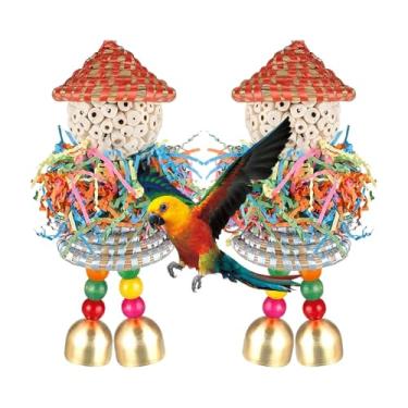 Imagem de Rrlihjgu Brinquedos de Forrageamento para Aves,2 Peças Brinquedos de Mastigar para Periquitos | Bola Estimulante para Treino de Calopsita Cacatua Canário Periquito Australiano