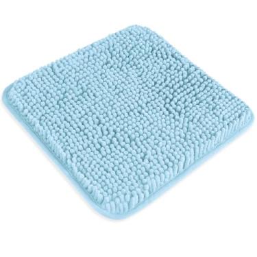 Imagem de PureSwan Tapete de banheiro pequeno 30,5 x 30,5 cm – Tapete de banho lavável e absorvente, antiderrapante, tapetes de banho de chenille macios grossos para banheiro, chuveiro, pia (azul bebê)