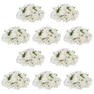 Imagem de Buquê de arranjo de bolas de flores NUPTIO 10 unidades de 40 cm branco