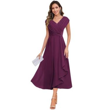 Imagem de Vestido Mãe da Noiva CDSSL Plus Size Plum A-Line 24W