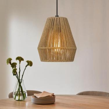 Imagem de Luzes pendentes ELYONA Woven Rustic Rattan 18 cm marrom, 110V