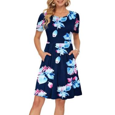 Imagem de Vestido feminino AUSELILY de manga curta de verão na altura do joelho