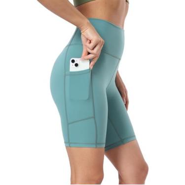 Imagem de Shorts de ioga YUNOGA, cintura alta, costura interna de 8 cm com bolso