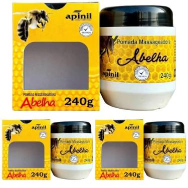 Imagem de Pomada Massageadora Abelha, 240g, Kit com 3 Unidades