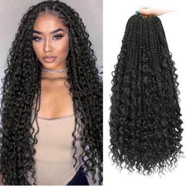 Imagem de Goddess Box Braids Crochet Hair Yewell Boho 24 polegadas, 9 pacotes