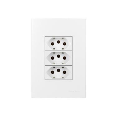 Imagem de Tomada Tripla Margirius Sleek 2p+t 20a Com Placa 4x2 Branca