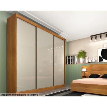 Imagem de Guarda Roupas 3 Portas De Correr De E 4 Gavetas Dacar Cinamomo/off White - Tcil Móveis