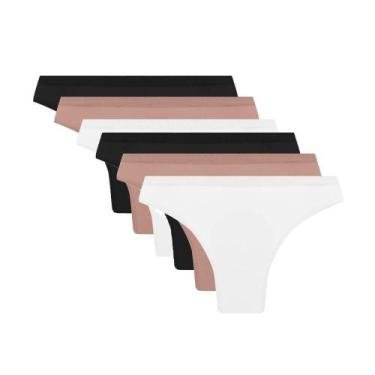 Imagem de Kit com 6 Calcinhas Trifil C04404/4404 Branco/Preto/Chocolate, Sortida