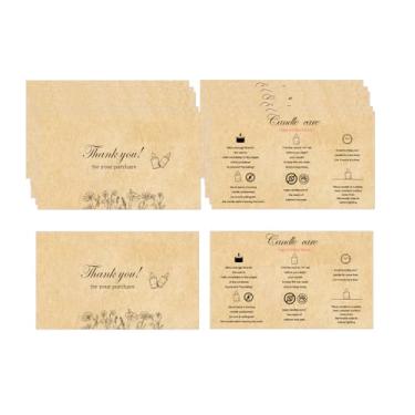 Imagem de 100 peças de cartão de instruções de cuidados com velas 5 x 9 cm Como cuidar de velas feitas à mão Guia de instruções de segurança de cera de soja cera de coco perfumada óleo essencial perfumado