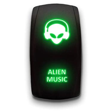 Imagem de Alien Music - Verde - Gravado a Laser 5 Pinos Duplo Pólo Único Lançamento Música Alienígena Mantido ON-Off DPST Interruptor Alternador 20A 12V
