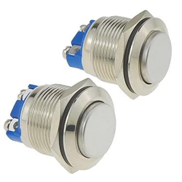 Imagem de Interruptor de botão momentâneo de 19 mm DGZZI 2 peças de tampa redonda de 19 mm de altura, à prova d'água, interruptores de botão de metal IP65 com terminal de parafuso, interruptor de alimentação de