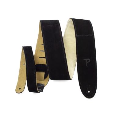 Imagem de Perri's Leathers, alça de guitarra de camurça, almofada de pele de carneiro, preta, antiderrapante, clássica, adequada para cada nível, extra longa, 104 a 142 cm compatível com todos os sistemas de bloqueio de botão