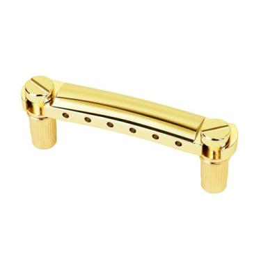 Imagem de Banworks Ponte fixa de 6 cordas Tailpiece 52,5 mm (2-1/40.6 cm) Tune-o-matic Stop Tailpiece para guitarras elétricas Epiphone EPI LP Les Paul/SG JT/LXB-01 Golden