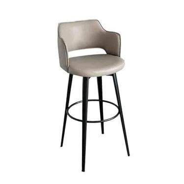 Imagem de Banco de bar de pub Bancos de bar altos giratórios para uso doméstico Cadeiras balcão na ilha simples com encosto(Gray)