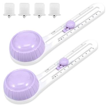 Imagem de Cortador circular de 2 peças, com 4 cabeças de corte, cortadores de cartões redondos ajustáveis, ferramenta de corte circular antiderrapante reutilizável para arte em papel e artesanato faça você