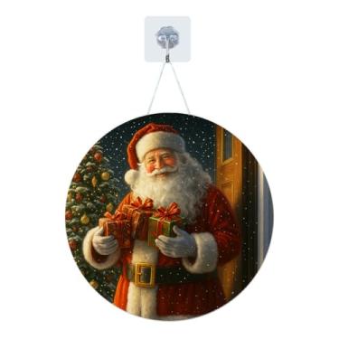 Imagem de Placa Enfeite Porta Guirlanda Decorativa MDF Adesivado Natal Papai Noel Presépio 25cm (GP-NAT0010)