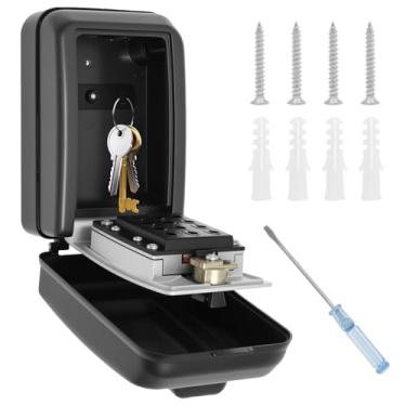 Imagem de ZFLYCANP Caixa de bloqueio de chave montada na parede, combinação de grande capacidade de 12 dígitos cofre à prova de ferrugem, caixa de bloqueio de chave de segurança resistente, cofre de