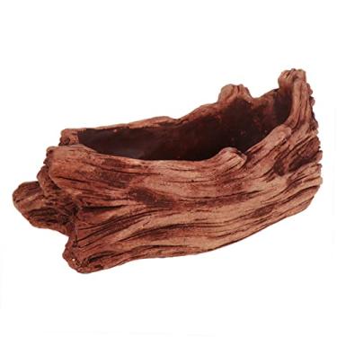 Imagem de LIOOBO Vaso de flores para bacia de toco, material de cimento, plantador de madeira flutuante, à prova de vazamento para suculentas, paisagismo doméstico, artesanato