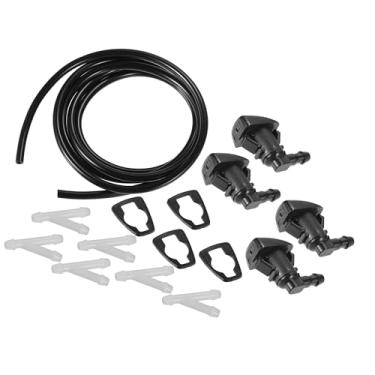 Imagem de Boxonly Conjunto de 1 bocal de lavador de para-brisa – Compatível com Jeep Grand Cherokee 2013-2016 2018-2021 – OE No.68260443AA pulverizador de para-brisas dianteiro Jet Black com mangueira e
