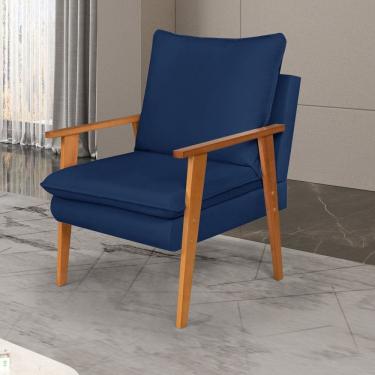 Imagem de Poltrona para Sala de Estar Decorativa Veludo Efatá Azul