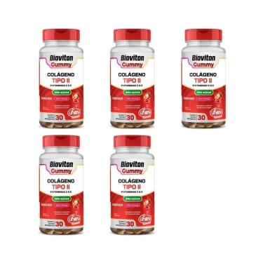 Imagem de Kit 5 Colágeno Tipo II 5x30 gomas Vitamina C e E Unilife Bioviton-Unissex