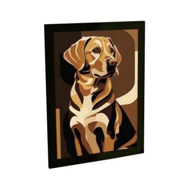 Imagem de Quadro Decorativo Cachorro Ilustração Geométrica Marrom Decoração Poster Quarto Sala