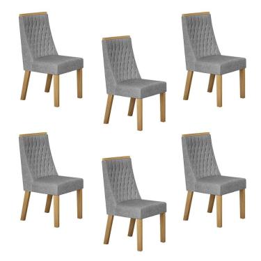 Imagem de Conjunto 6 Cadeiras para Sala de Jantar Luna Prata