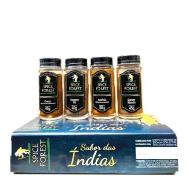 Imagem de Sabores das Índias - Kit com 4 Temperos Linha Premium: Coentro em Pó, Curry, Garam Masala e Açafrão - Frasco de Vidro Spice Forest