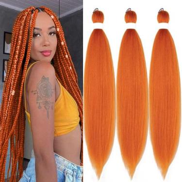 Imagem de Cabelo trançado sintético Ai Yuchen Ginger Orange 66 cm, pacote com 3