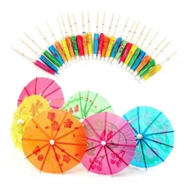Imagem de kit 144 Palitos Guarda Sol Guarda-Chuva para Drinks Coquetel, Conjunto Decorativo, Produto Artesanal Feito à Mão Enfeite para Bebidas e Copos Bambu Asiático - 10 cm cores sortidas