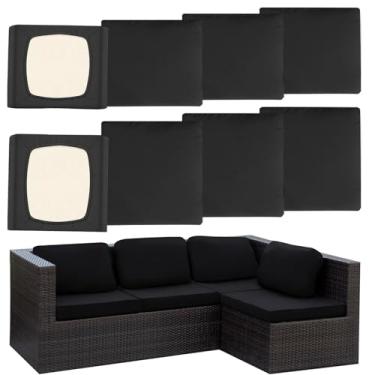 Imagem de HYuMCCyhT Capas de almofada elásticas para área externa, substituição de capas de sofá ao ar livre, para capas de almofada de móveis de pátio, protetor de móveis reutilizável lavável (8, preto)