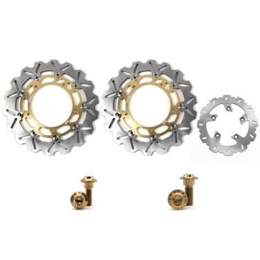 Imagem de Arashi Discos de freio dianteiros traseiros rotores com parafusos de montagem para Yamaha FZ6 Fazer 2004-2008, FZ6 S2 2007-2008, FZ6 Fazer S2 2007-2009, MT03 2006-2011, acessórios de substituição de