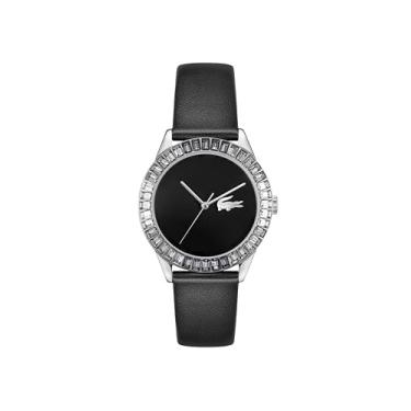 Imagem de Lacoste Ladycroc Relógio feminino de quartzo 3H, aço inoxidável, resistente à água até 5 ATM/50 metros - elegância minimalista - relógio moderno premium - presente para ela - 36,5 mm, Preto