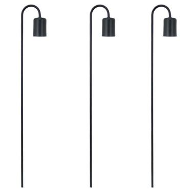 Imagem de Kit 3 Luminárias Balizador Jardim Spot Curvo Gu10 Preto 75Cm