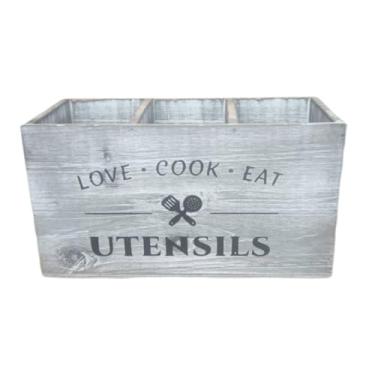 Imagem de FytStycale Suporte para utensílios de cozinha, organizador de utensílios de cozinha, porta-lápis e canetas de madeira para padeiros de de cozinha, Cinza