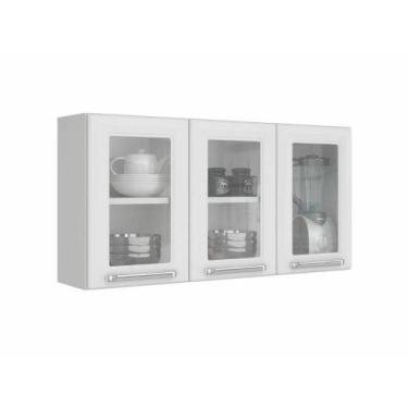 Imagem de Armario Aéreo c/Vidro Cozinhas Itatiaia Luce - 3 Portas - Branco