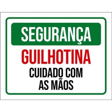 Imagem de Kit 5 Placas Segurança Guilhotina Cuidado Com As Mãos