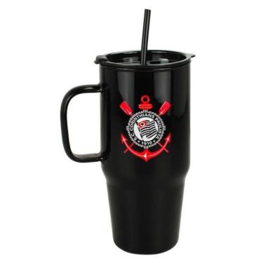 Imagem de Caneca Vidro Opaca Canudo E Tampa 1200ml - Corinthians-Unissex