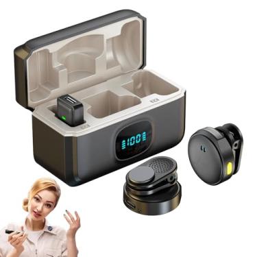 Imagem de Microfone Sem Fio Profissional Lapela - Kit 2 Unid. + Estojo Carregador | Cancelamento de Ruído, 2 Modos de Captação, Bateria 40H | Compatível Android/iPhone