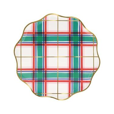 Imagem de Meri Meri Pratos de festa de Natal (pacote com 8), pratos descartáveis para festa, pratos de papel de Natal com borda recortada