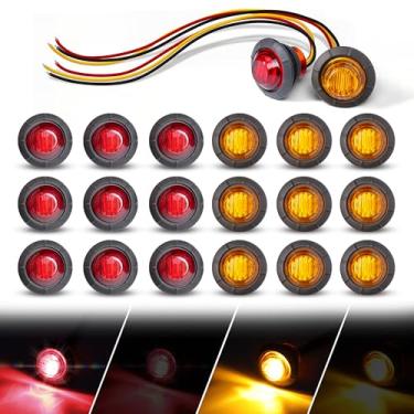 Imagem de MADCATZ Modo estroboscópico e estável, 20 peças de luzes de LED mistas 10 âmbar + 10 luzes vermelhas de folga 3 fios 2 funções para trailer, trailer, caminhão, barco – À prova d'água 12V