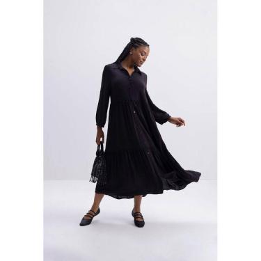 Imagem de Vestido Feminino Chemise Midi Essendi Preto