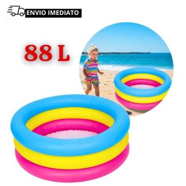 Imagem de Piscina Inflável Infantil 88L 3 Anéis Bebê Criança Praia Quintal Verão