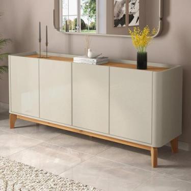 Imagem de Buffet Balcão 180cm Sala com 4 Portas Flip 1.8 Patrimar Off White/Cina