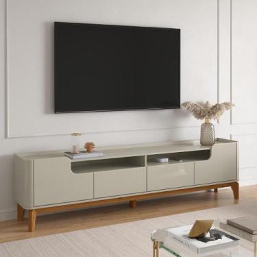 Imagem de Rack com 220cm Cantos Arredondados 4 portas Para Tv 75 Flip 2.2 Patrim