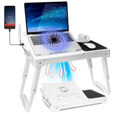 Imagem de Mesa Dobrável para Notebook com Cooler – Altura Ajustável e Design Portátil para Conforto e Produtividade