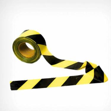 Imagem de Kit C/ 10 Fita Zebrada Preta/amarela 200mts + Super Brinde. - plastcor